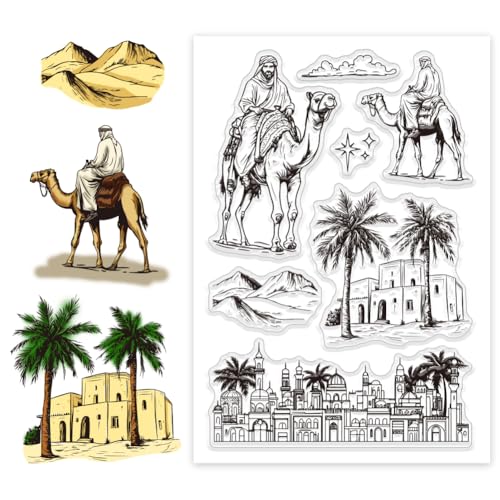 CHGCRAFT Araber Kamele Palmen Clear Stamps benutzerdefinierte Silikon Clear Stamps Siegel Stempel für DIY Scrapbooking Fotoalbum dekorative Karten machen, Kamel Form, 6,3x 4,33x 0,12 Zoll CHGCRAFT Araber Kamele Palmen Clear Stamps benutzerdefinierte Silikon Clear Stamps Siegel Stempel für DIY Scrapbooking Fotoalbum dekorative Karten machen, Kamel Form, 6,3x 4,33x 0,12 Zoll von CHGCRAFT