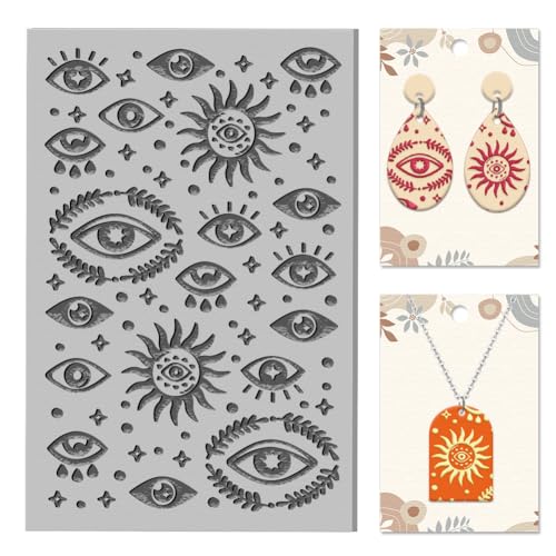 CHGCRAFT Augen Sonne Sterne Muster Lehm Textur Matte Mysteriöse Weissagung Muster Polymer Clay Textur Blätter DIY Werkzeuge für Ohrring Schmuckherstellung Stempel Graviermaschinen, 3,9x2,6 Zoll CHGCRAFT Augen Sonne Sterne Muster Lehm Textur Matte Mysteriöse Weissagung Muster Polymer Clay Textur Blätter DIY Werkzeuge für Ohrring Schmuckherstellung Stempel Graviermaschinen, 3,9x2,6 Zoll von CHGCRAFT