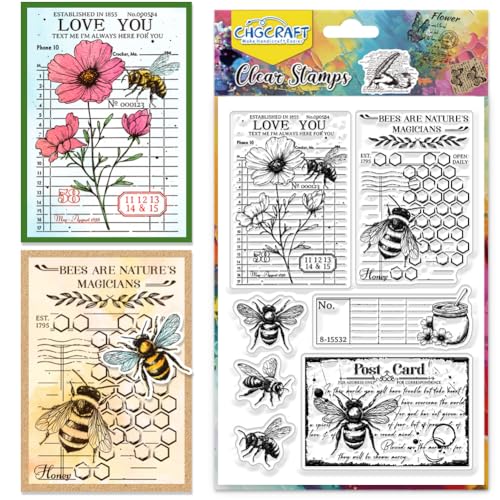CHGCRAFT Bienen Clear Stamps Blumen Transparent Stamps Silikon Clear Stamp Dichtungen für DIY Scrapbooking Fotoalbum Dekoration, 4,3x6,3 Zoll CHGCRAFT Bienen Clear Stamps Blumen Transparent Stamps Silikon Clear Stamp Dichtungen für DIY Scrapbooking Fotoalbum Dekoration, 4,3x6,3 Zoll von CHGCRAFT