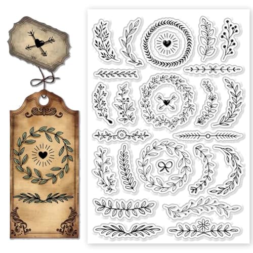 CHGCRAFT Blätter Kranz Clear Stamps Pflanzen Transparent Stamps Silikon Clear Stamp Dichtungen für DIY Scrapbooking Fotoalbum Dekoration, 4.3x6.3 Zoll CHGCRAFT Blätter Kranz Clear Stamps Pflanzen Transparent Stamps Silikon Clear Stamp Dichtungen für DIY Scrapbooking Fotoalbum Dekoration, 4.3x6.3 Zoll von CHGCRAFT