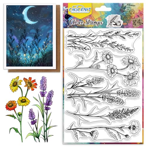 CHGCRAFT Blumen Transparente Briefmarke Pflanzen Transparente Silizium Briefmarke Karte Silizium Transparente Briefmarke Briefmarke Siegel Briefmarke Herstellung DIY Clipbook Album von CHGCRAFT