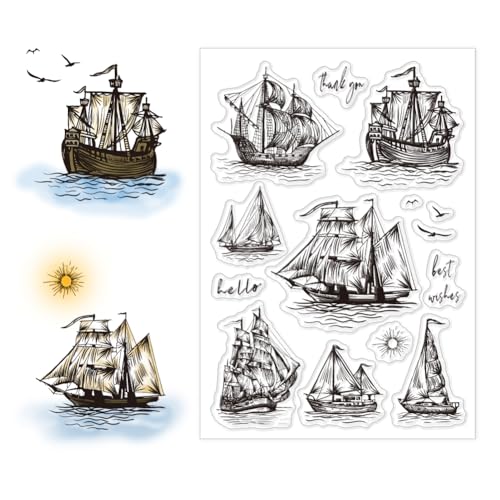 CHGCRAFT Boot-Silikonstempel, Boot-Hintergrund, Transparente Stempel, Silikon, Klare Stempelsiegel Für Kartenherstellung, DIY, Scrapbooking, Fotoalbum, Dekoration, 4.3x6.3 Zoll CHGCRAFT Boot-Silikonstempel, Boot-Hintergrund, Transparente Stempel, Silikon, Klare Stempelsiegel Für Kartenherstellung, DIY, Scrapbooking, Fotoalbum, Dekoration, 4.3x6.3 Zoll von CHGCRAFT