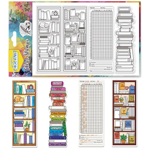 CHGCRAFT Bücherregal Clear Stempel Lesen Aufzeichnungen Transparent Stempel Puppy Silikon Clear Stamp Dichtungen für DIY Scrapbooking Fotoalbum Dekoration, 4,3x6,3 Zoll von CHGCRAFT