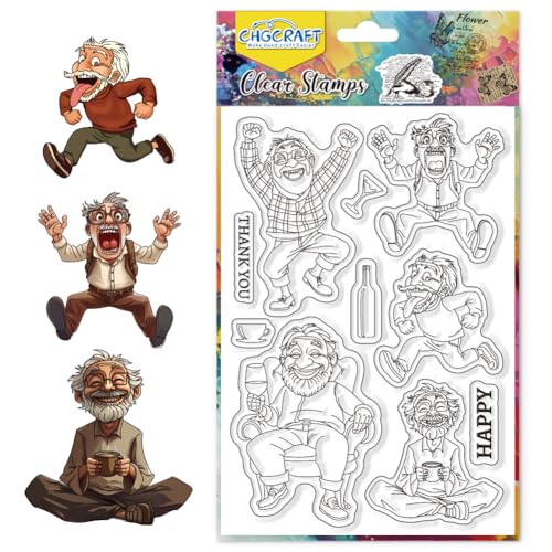 CHGCRAFT Cartoon Funny Old Man Clear Stamps Kaffee Transparent Stamps Silikon Clear Stamp Siegel für DIY Scrapbooking Fotoalbum Dekoration, 4.3x6.3 Zoll CHGCRAFT Cartoon Funny Old Man Clear Stamps Kaffee Transparent Stamps Silikon Clear Stamp Siegel für DIY Scrapbooking Fotoalbum Dekoration, 4.3x6.3 Zoll von CHGCRAFT