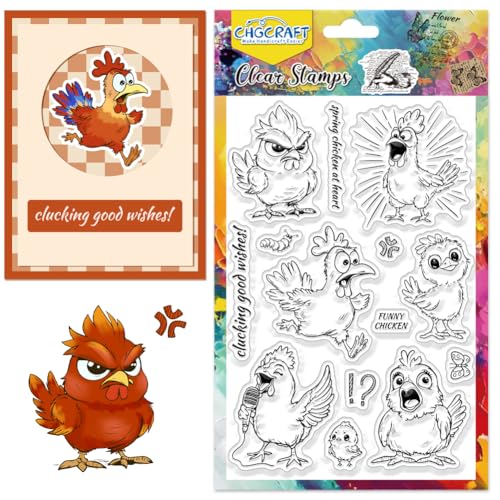 CHGCRAFT Cartoon Huhn Clear Stamps Lustige Tier Transparent Stamps Brief Silikon Clear Stamp Dichtungen für DIY Scrapbooking Fotoalbum Dekoration, 4,3x6,3 Zoll CHGCRAFT Cartoon Huhn Clear Stamps Lustige Tier Transparent Stamps Brief Silikon Clear Stamp Dichtungen für DIY Scrapbooking Fotoalbum Dekoration, 4,3x6,3 Zoll von CHGCRAFT