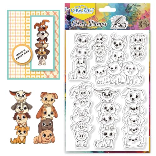 CHGCRAFT Cartoon gestapelt Welpen klar Briefmarken Hund Silikon transparent Stempel Welpen Muster klar Stempel Dichtungen für DIY Scrapbooking, 4,3x6,3zoll CHGCRAFT Cartoon gestapelt Welpen klar Briefmarken Hund Silikon transparent Stempel Welpen Muster klar Stempel Dichtungen für DIY Scrapbooking, 4,3x6,3zoll von CHGCRAFT