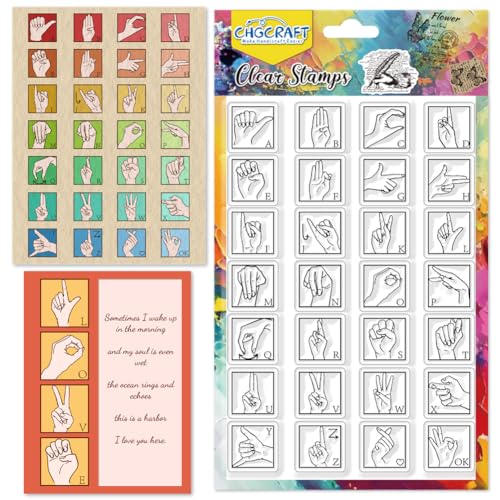 CHGCRAFT Clear Stamps Hand Geste Icons Transparent Stamps Zeichensprache Silikon Clear Stamp Dichtungen für DIY Scrapbooking Fotoalbum Dekoration, 4,3x6,3 Zoll von CHGCRAFT