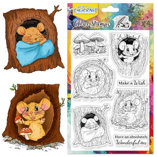 CHGCRAFT Clear Stempel Baum Loch Maus Transparent Stempel Pilz Silikon Clear Stamp Dichtungen für DIY Scrapbooking Fotoalbum Dekoration, 4,3x6,3 Zoll CHGCRAFT Clear Stempel Baum Loch Maus Transparent Stempel Pilz Silikon Clear Stamp Dichtungen für DIY Scrapbooking Fotoalbum Dekoration, 4,3x6,3 Zoll von CHGCRAFT