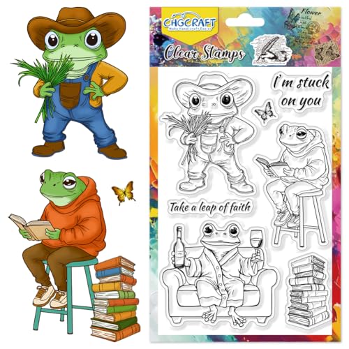 CHGCRAFT Clear Stempel Funny Frog Transparent Stempel Reading Silikon Clear Stamp Sealsfor DIY Scrapbooking Photo Album Decoration, 4,3x6,3 Zoll CHGCRAFT Clear Stempel Funny Frog Transparent Stempel Reading Silikon Clear Stamp Sealsfor DIY Scrapbooking Photo Album Decoration, 4,3x6,3 Zoll von CHGCRAFT