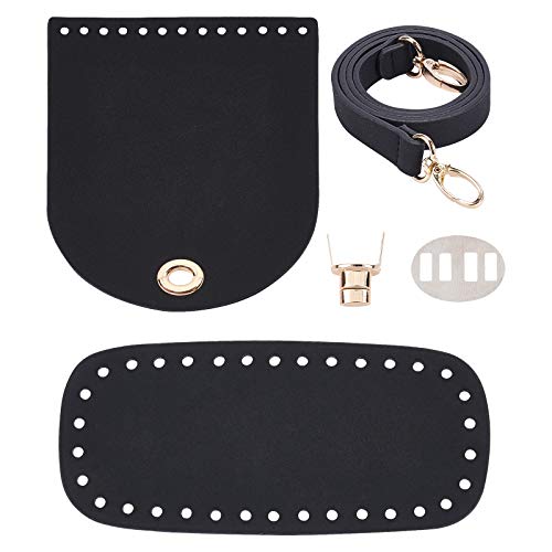 CHGCRAFT DIY Stricken Häkeln PU Ledertasche Nagel Boden Shaper Matte Einsatz Kissen Basis Mit Löchern Karabinerhaken Verschlüsse Fit Für Handtasche Schwarz von CHGCRAFT