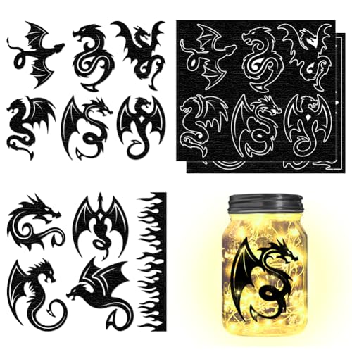 CHGCRAFT Drachen-Silhouetten, Laserausschnitte, Aufkleber, Einmachglas, Dekoration, Ornamente, Drache, Scrapbooking, Papierschnitte, Glasausschnitte, Fensteraufkleber, Wandkunst, Wandbild, CHGCRAFT Drachen-Silhouetten, Laserausschnitte, Aufkleber, Einmachglas, Dekoration, Ornamente, Drache, Scrapbooking, Papierschnitte, Glasausschnitte, Fensteraufkleber, Wandkunst, Wandbild, von CHGCRAFT