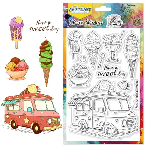 CHGCRAFT Eiscreme Wagen Clear Stempel Eiscreme Kegel Transparente Bastel Stempel für DIY Scrapbooking Fotoalbum Dekorativ, Dessert, 6.3x4.3 Zoll CHGCRAFT Eiscreme Wagen Clear Stempel Eiscreme Kegel Transparente Bastel Stempel für DIY Scrapbooking Fotoalbum Dekorativ, Dessert, 6.3x4.3 Zoll von CHGCRAFT