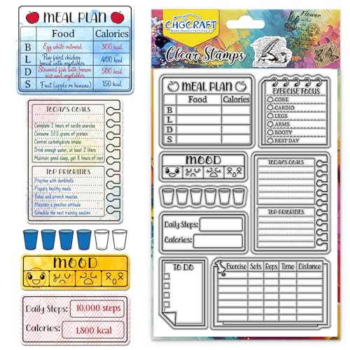 CHGCRAFT Fitness Plan Clear Stempel Planung Transparente Stempel Klare Silikon Siegel für Carding Making DIY Scrapbooking Fotoalbum Dekoration, 4,3x6,3 Zoll von CHGCRAFT