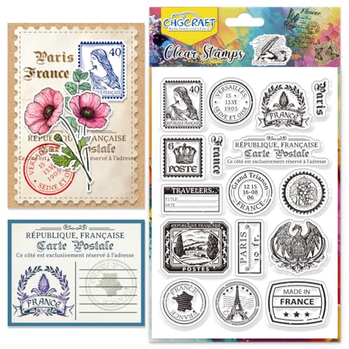 CHGCRAFT Frankreich Poststempel Klarsichtstempel Silikon Transparenter Stempel Silikon Stempel Siegel für DIY Scrapbooking Journaling Fotoalbum Dekorative Kartenherstellung CHGCRAFT Frankreich Poststempel Klarsichtstempel Silikon Transparenter Stempel Silikon Stempel Siegel für DIY Scrapbooking Journaling Fotoalbum Dekorative Kartenherstellung von CHGCRAFT