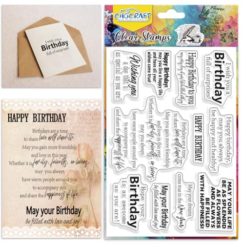 CHGCRAFT Geburtstagsgrüße Klare Silikon Stempel Text Stempel für Kunsthandwerk Clear Stamp für transparente Silikon Briefmarken für Kartendekoration und Zwischenbücher Bilderbücher DIY CHGCRAFT Geburtstagsgrüße Klare Silikon Stempel Text Stempel für Kunsthandwerk Clear Stamp für transparente Silikon Briefmarken für Kartendekoration und Zwischenbücher Bilderbücher DIY von CHGCRAFT