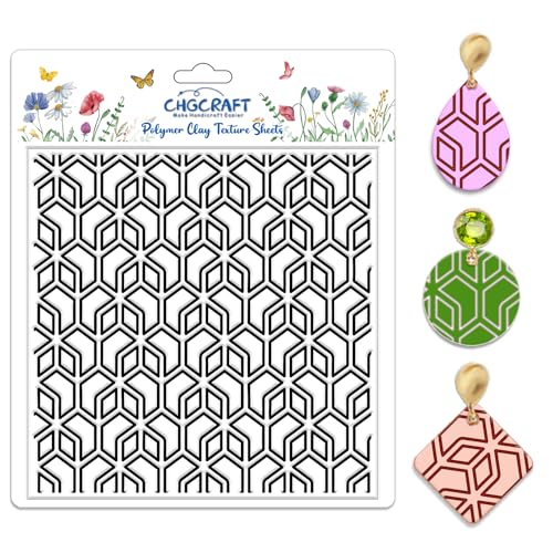 CHGCRAFT Geometrie Polymer Clay Textur Blätter Linienkunst Silikon Textur Stempel Sich Wiederholendes Nahtloses Muster für Schmuck und Clay Ohrringe Werkzeuge, 5,5x5,5 Zoll von CHGCRAFT