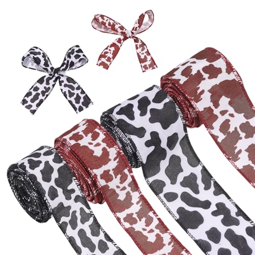 CHGCRAFT Geschenkband mit Kuhdruck, 4,5 m, Schwarz und Weiß, Drahtbänder für Mottoparty, Geschenk, Dekoration, Kranz, Schleifen, 4 Rollen CHGCRAFT Geschenkband mit Kuhdruck, 4,5 m, Schwarz und Weiß, Drahtbänder für Mottoparty, Geschenk, Dekoration, Kranz, Schleifen, 4 Rollen von CHGCRAFT