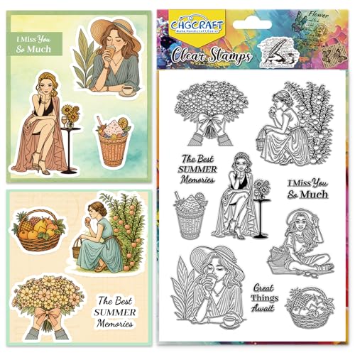 CHGCRAFT Glücklicher Urlaub Frau Clear Stempel Damen Transparente Briefmarken Blumenstrauß Klare Silikondichtungen für Carding Making DIY Scrapbooking Fotoalbum Dekoration, 4,3x6,3 Zoll CHGCRAFT Glücklicher Urlaub Frau Clear Stempel Damen Transparente Briefmarken Blumenstrauß Klare Silikondichtungen für Carding Making DIY Scrapbooking Fotoalbum Dekoration, 4,3x6,3 Zoll von CHGCRAFT