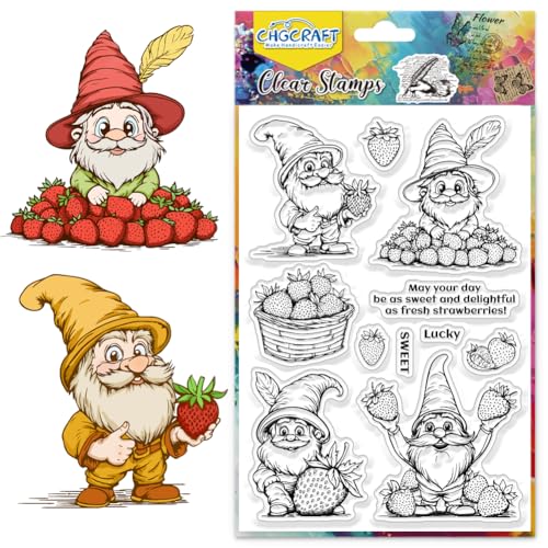 CHGCRAFT Gnome Transparent Siegel Strawberry Silikon Stempel für die Handfertigung von Gnome Clear Stamp für DIY-Clipboard-Karten für die Herstellung von Fotoalbum Postkartendekorationen CHGCRAFT Gnome Transparent Siegel Strawberry Silikon Stempel für die Handfertigung von Gnome Clear Stamp für DIY-Clipboard-Karten für die Herstellung von Fotoalbum Postkartendekorationen von CHGCRAFT