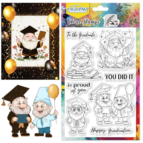 CHGCRAFT Graduierung Saison Gnom Clear Stempel Ballons Transparent Bastel Stempel Graduation Ceremony für DIY Scrapbooking Fotoalbum dekorative Karten machen, 6,3x4,3 Zoll CHGCRAFT Graduierung Saison Gnom Clear Stempel Ballons Transparent Bastel Stempel Graduation Ceremony für DIY Scrapbooking Fotoalbum dekorative Karten machen, 6,3x4,3 Zoll von CHGCRAFT