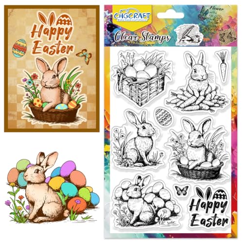 CHGCRAFT Hapy Ostern Clear Stamps Vintage Realistische Hasen Transparente Briefmarken Ostereier Silikonstempel Siegel für DIY Scrapbooking Kartenherstellung Fotoalbum Postkartendekoration CHGCRAFT Hapy Ostern Clear Stamps Vintage Realistische Hasen Transparente Briefmarken Ostereier Silikonstempel Siegel für DIY Scrapbooking Kartenherstellung Fotoalbum Postkartendekoration von CHGCRAFT