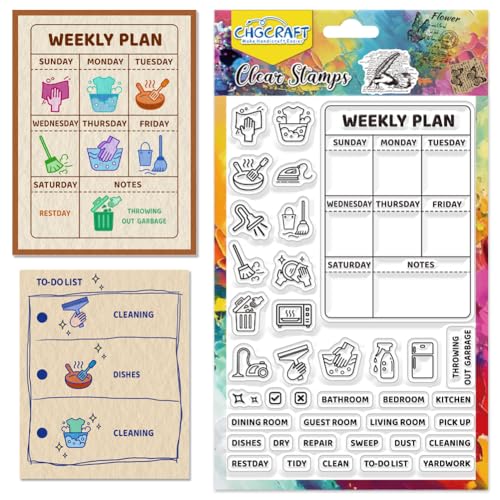 CHGCRAFT Hausarbeit Icons Clear Stempel Memos Transparent Stempel Silikon Clear Stamp Dichtungen für DIY Scrapbooking Fotoalbum Dekoration, 4,3x6,3 Zoll von CHGCRAFT