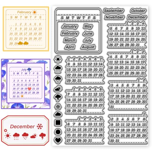 CHGCRAFT Kalender Klare Stempel Wetter Ikonen Transparente Stempel Silikondichtungen für Kartenherstellung DIY Scrapbooking Fotoalbum Dekoration, 8,26x5,82 Zoll von CHGCRAFT