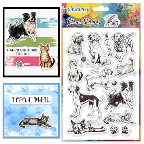 CHGCRAFT Katze Clear Stempel Hund Transparent Stempel Tiere Silikon Stamps Dichtungen für DIY Scrapbooking Fotoalbum Dekoration, 4,3x6,3 Zoll CHGCRAFT Katze Clear Stempel Hund Transparent Stempel Tiere Silikon Stamps Dichtungen für DIY Scrapbooking Fotoalbum Dekoration, 4,3x6,3 Zoll von CHGCRAFT