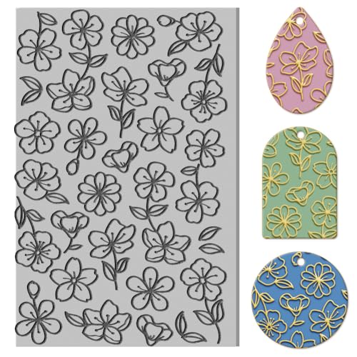 CHGCRAFT Kirschblüten-Tonstrukturmatte, Kirschblüten-Ton, Modelliermuster-Pad, Texturblätter für Modelliermasse, Ohrringe, Schmuck, 10,2 x 6,6 cm CHGCRAFT Kirschblüten-Tonstrukturmatte, Kirschblüten-Ton, Modelliermuster-Pad, Texturblätter für Modelliermasse, Ohrringe, Schmuck, 10,2 x 6,6 cm von CHGCRAFT