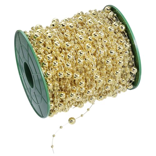 CHGCRAFT Künstliche Perlenstrang mit Spule, für Hochzeit, Party, Weihnachtsbaum, Dekoration, Gold, 197 m von CHGCRAFT