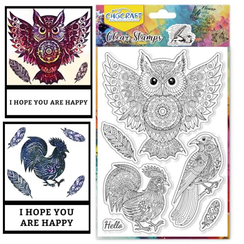 CHGCRAFT Kunstfedern Klar StempelEule Vogel Transparente Stempel Huhn Klarsichtstempel aus Silikon für die Herstellung von Karten DIY Scrapbooking Fotoalbum Dekoration, 4,3x6,3 Zoll CHGCRAFT Kunstfedern Klar StempelEule Vogel Transparente Stempel Huhn Klarsichtstempel aus Silikon für die Herstellung von Karten DIY Scrapbooking Fotoalbum Dekoration, 4,3x6,3 Zoll von CHGCRAFT