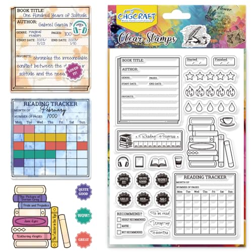CHGCRAFT Lesetagebuch klare Stempel Buchrezension transparente Stempel Silikon klar Stempel Dichtungen für DIY Scrapbooking Fotoalbum Dekoration, 4,3x6,3 Zoll CHGCRAFT Lesetagebuch klare Stempel Buchrezension transparente Stempel Silikon klar Stempel Dichtungen für DIY Scrapbooking Fotoalbum Dekoration, 4,3x6,3 Zoll von CHGCRAFT