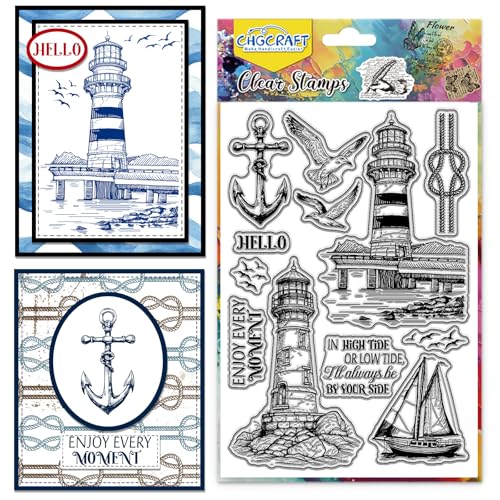 CHGCRAFT Leuchtturm Clear Stamp Transparent Handwerk Stempel Silikon Clear Stamp Dichtungen für DIY Scrapbooking Fotoalbum dekorative Karten machen, 6.3x4.3 Zoll von CHGCRAFT