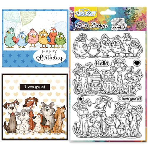 CHGCRAFT Lustige Katze Hund Vogel klar Stempel Silikon klar Stempel transparent Handwerk Stempel für DIY Scrapbooking Fotoalbum dekorative Karten machen, Tiere, 6.3x4.3 Zoll CHGCRAFT Lustige Katze Hund Vogel klar Stempel Silikon klar Stempel transparent Handwerk Stempel für DIY Scrapbooking Fotoalbum dekorative Karten machen, Tiere, 6.3x4.3 Zoll von CHGCRAFT