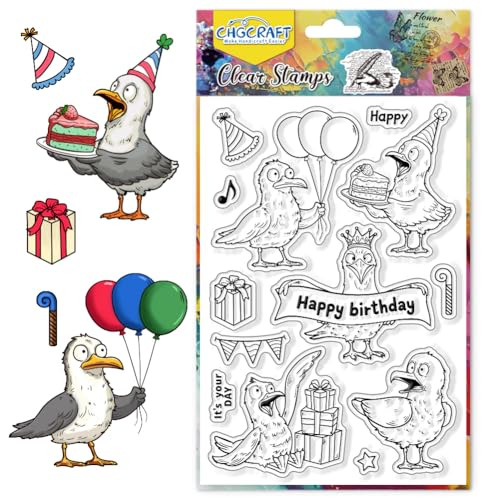 CHGCRAFT Lustiger Stil Transparente Stempel Möwe Transparente Stempel Geburtstag Silikondichtungen für Kartenherstellung DIY Scrapbooking Fotoalbum Dekoration, 4,3x6,3 Zoll CHGCRAFT Lustiger Stil Transparente Stempel Möwe Transparente Stempel Geburtstag Silikondichtungen für Kartenherstellung DIY Scrapbooking Fotoalbum Dekoration, 4,3x6,3 Zoll von CHGCRAFT