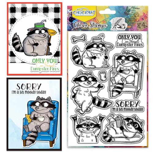 CHGCRAFT Lustiger Waschbär Klarer Stempel Transparent Bastelstempel für DIY Scrapbooking Fotoalbum dekorative Karten machen, Waschbär, 6,3x4,3 Zoll CHGCRAFT Lustiger Waschbär Klarer Stempel Transparent Bastelstempel für DIY Scrapbooking Fotoalbum dekorative Karten machen, Waschbär, 6,3x4,3 Zoll von CHGCRAFT