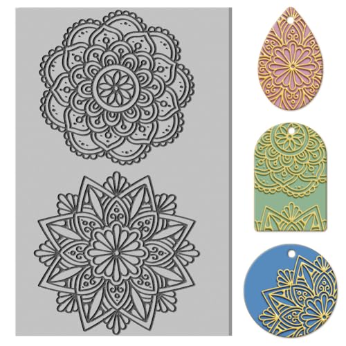 CHGCRAFT Mandala-Ton-Texturmatte, Blumenmuster, Modelliermuster-Pad, Texturblätter für Modelliermasse, Ohrringe, Schmuck, 10,2 x 6,6 cm CHGCRAFT Mandala-Ton-Texturmatte, Blumenmuster, Modelliermuster-Pad, Texturblätter für Modelliermasse, Ohrringe, Schmuck, 10,2 x 6,6 cm von CHGCRAFT