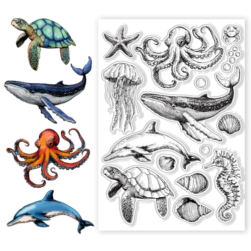 CHGCRAFT Meerestiere Wale Schildkröten Clear Stamp benutzerdefinierte Silikon Clear Stamps für DIY Scrapbooking Fotoalbum dekorative Karten machen, Meerestiere, 8,27 × 5,83 x 0,12 Zoll CHGCRAFT Meerestiere Wale Schildkröten Clear Stamp benutzerdefinierte Silikon Clear Stamps für DIY Scrapbooking Fotoalbum dekorative Karten machen, Meerestiere, 8,27 × 5,83 x 0,12 Zoll von CHGCRAFT