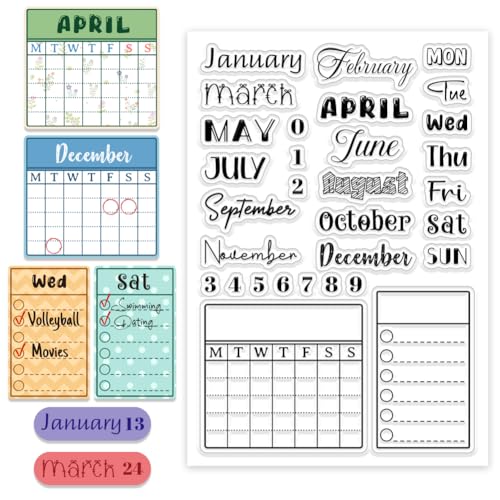 CHGCRAFT Monat Woche Kalender klar Stempel benutzerdefinierte Silikon klar Stempel für DIY Scrapbooking Fotoalbum dekorative Karten machen, Worte, 6,3 × 4,33 × 0,12 Zoll CHGCRAFT Monat Woche Kalender klar Stempel benutzerdefinierte Silikon klar Stempel für DIY Scrapbooking Fotoalbum dekorative Karten machen, Worte, 6,3 × 4,33 × 0,12 Zoll von CHGCRAFT