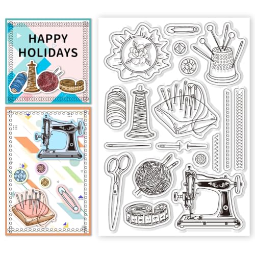 CHGCRAFT Nähen Silikon Stempel Transparente Stempel Clear Stamps Stempelset für DIY Scrapbooking Journaling Fotoalbum Dekorative Geschenkanhänger Kartenherstellung CHGCRAFT Nähen Silikon Stempel Transparente Stempel Clear Stamps Stempelset für DIY Scrapbooking Journaling Fotoalbum Dekorative Geschenkanhänger Kartenherstellung von CHGCRAFT