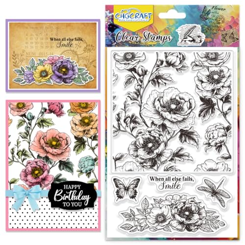 CHGCRAFT Nahtlose Blume Hintergrund klar Briefmarken Schmetterlinge Transparent Stempel Libellen Silikon klar Stempel Dichtungen für DIY Scrapbooking Fotoalbum Dekoration, 4,3x6,3 Zoll CHGCRAFT Nahtlose Blume Hintergrund klar Briefmarken Schmetterlinge Transparent Stempel Libellen Silikon klar Stempel Dichtungen für DIY Scrapbooking Fotoalbum Dekoration, 4,3x6,3 Zoll von CHGCRAFT