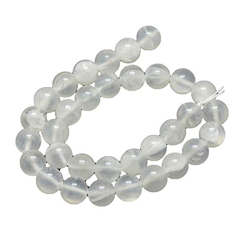 CHGCRAFT Natürliche Selenit-Perlen, 12 mm, rund, lose Perlen für Schmuckherstellung, 1 Strang 39,9 cm, Weiß von CHGCRAFT
