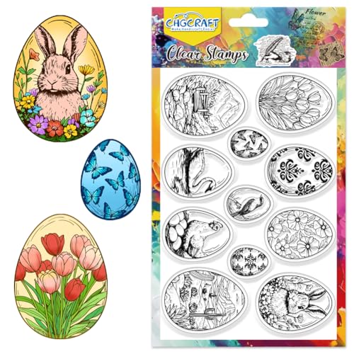 CHGCRAFT Ostern Clear Stamps Realistische Eier Hase Transparente Silikonstempel Bunny Clear Stamp Siegel Silikon Stempel für Kartenherstellung Dekor Scrapbooking Album Dekor Papier DIY Craft CHGCRAFT Ostern Clear Stamps Realistische Eier Hase Transparente Silikonstempel Bunny Clear Stamp Siegel Silikon Stempel für Kartenherstellung Dekor Scrapbooking Album Dekor Papier DIY Craft von CHGCRAFT