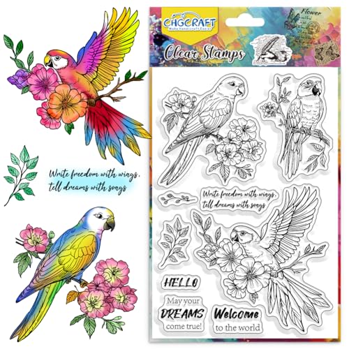 CHGCRAFT Papagei Clear Stamps Vogel Silikon Transparent Stempel Papagei Vogel Silikon Stempel Dichtungen für DIY Scrapbooking Journaling Fotoalbum Dekorative Kartenherstellung CHGCRAFT Papagei Clear Stamps Vogel Silikon Transparent Stempel Papagei Vogel Silikon Stempel Dichtungen für DIY Scrapbooking Journaling Fotoalbum Dekorative Kartenherstellung von CHGCRAFT