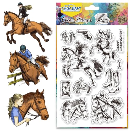 CHGCRAFT Pferd klar Briefmarken Reitsport Transparente Stempel Silikon klar Stempel Siegel für DIY Scrapbooking Fotoalbum Dekoration, 4,3x6,3 Zoll CHGCRAFT Pferd klar Briefmarken Reitsport Transparente Stempel Silikon klar Stempel Siegel für DIY Scrapbooking Fotoalbum Dekoration, 4,3x6,3 Zoll von CHGCRAFT