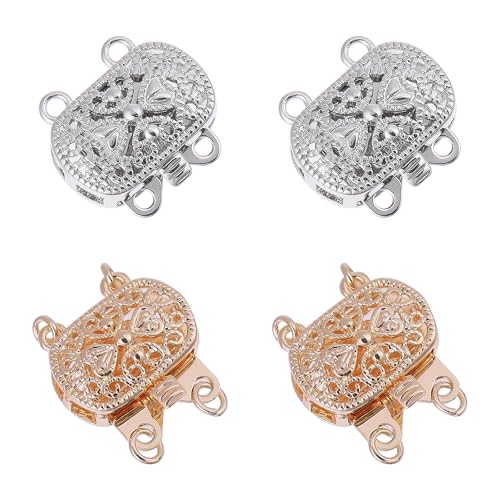 CHGCRAFT Schmuck-Verschlüsse, 2 Stränge, rechteckig, mehrsträngig, Schmuckverschlüsse für selbstgemachte Halsketten, Armbänder, 4 Stück von CHGCRAFT