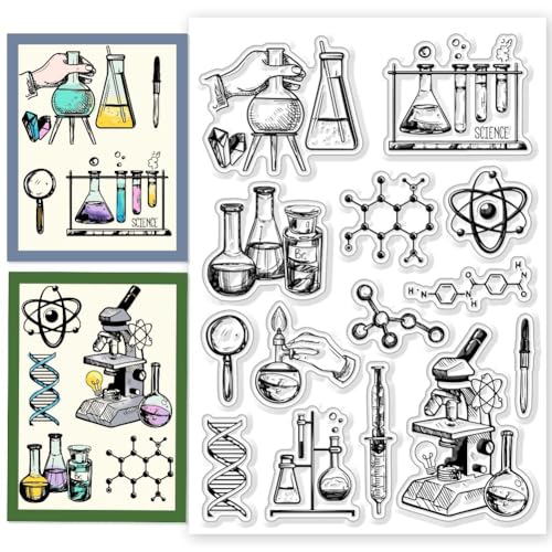 CHGCRAFT Science Clear Stamps Mikroskop-Stempel, Reagenzglas-Muster, Silikon, transparent, für DIY, Scrapbooking, Fotoalbum, Dekoration, 10,9 x 16 cm CHGCRAFT Science Clear Stamps Mikroskop-Stempel, Reagenzglas-Muster, Silikon, transparent, für DIY, Scrapbooking, Fotoalbum, Dekoration, 10,9 x 16 cm von CHGCRAFT