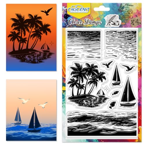 CHGCRAFT Sea Waves Reflection Clear Stamps Möwen Palme Silhouette Stempel Segelboot Silikon Stempel Handwerk Stempel für Journaling Kartenherstellung DIY Scrapbooking Handgemachtes Fotoalbum Notebook CHGCRAFT Sea Waves Reflection Clear Stamps Möwen Palme Silhouette Stempel Segelboot Silikon Stempel Handwerk Stempel für Journaling Kartenherstellung DIY Scrapbooking Handgemachtes Fotoalbum Notebook von CHGCRAFT
