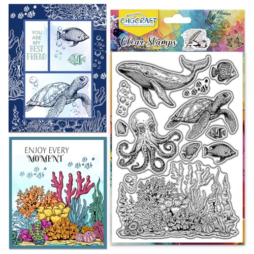 CHGCRAFT Sea Whale Turtle Clear Stamp Transparent Handicraft Stamps Silikon Clear Stamp Seals für DIY Scrapbooking Fotoalbum dekorative Karten machen, 6,3x4,3 Zoll CHGCRAFT Sea Whale Turtle Clear Stamp Transparent Handicraft Stamps Silikon Clear Stamp Seals für DIY Scrapbooking Fotoalbum dekorative Karten machen, 6,3x4,3 Zoll von CHGCRAFT
