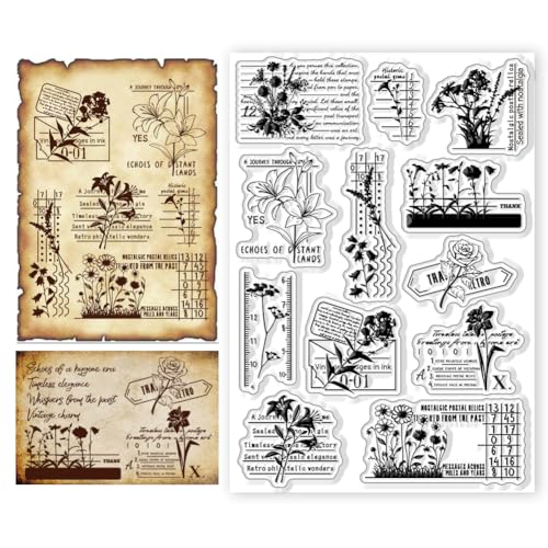 CHGCRAFT Silikon Stempel Vintage-Blumen Stempel Transparente Stempel Clear Stamps Stempelset für DIY Scrapbooking Journaling Fotoalbum Dekorative Geschenkanhänger Kartenherstellung CHGCRAFT Silikon Stempel Vintage-Blumen Stempel Transparente Stempel Clear Stamps Stempelset für DIY Scrapbooking Journaling Fotoalbum Dekorative Geschenkanhänger Kartenherstellung von CHGCRAFT